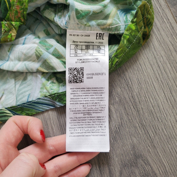 Guess Parrot Shirt Mens XXL Tropical Bird All Over Print Wrap Colorful Beach - Picture 7 of 8